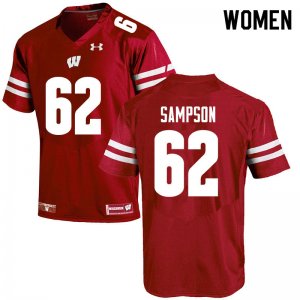 Women's Wisconsin Badgers NCAA #62 Cormac Sampson Red Authentic Under Armour Stitched College Football Jersey AN31Y24OC